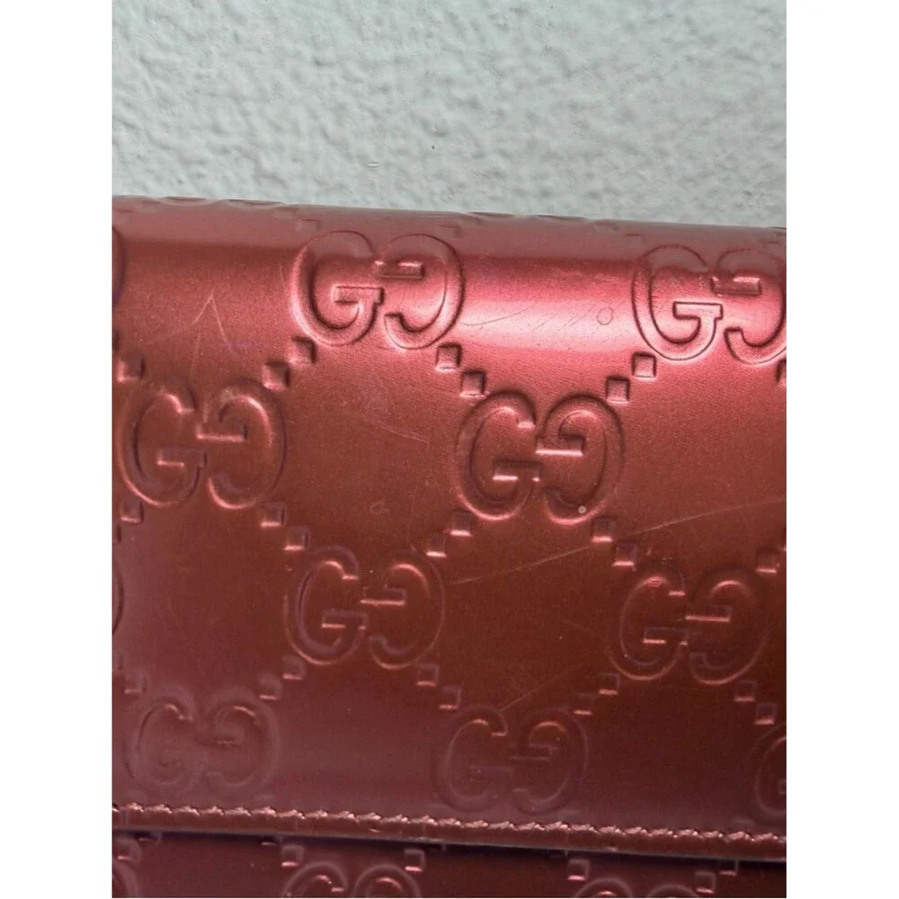 Gucci Metallic Rose Red Guccissima Continental Wallet - Picture 2 of 16